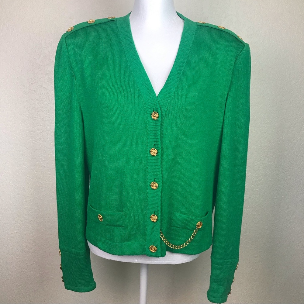 Vintage St. John Collection size 12 Green cardigan